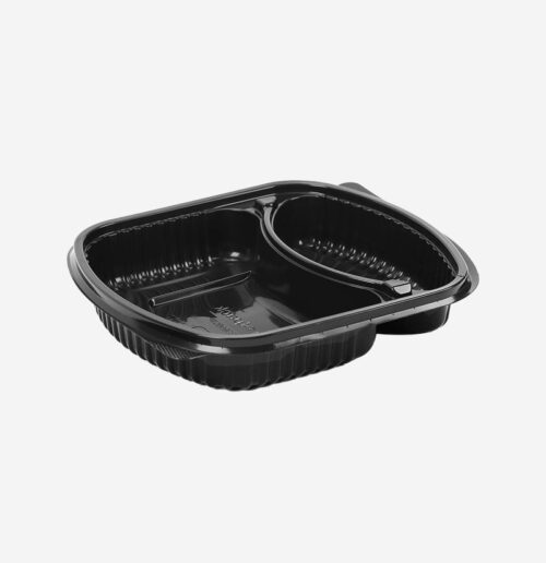 Black Base Rectangular 1,2,3-Compartment Container with Lid 250pcs