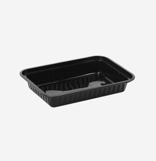 Black Base Rectangular Container 38Oz + Lid - 150pcs